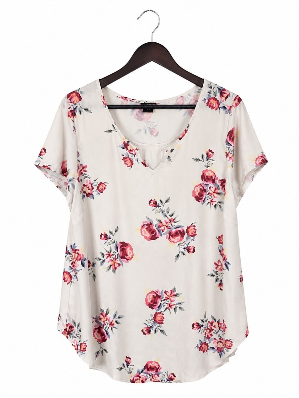 Torrid Ivory Floral Flowy Split Neck Blouse Sz 1 (14/16)